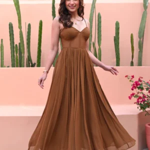 Toasted Brown Georgette Dress